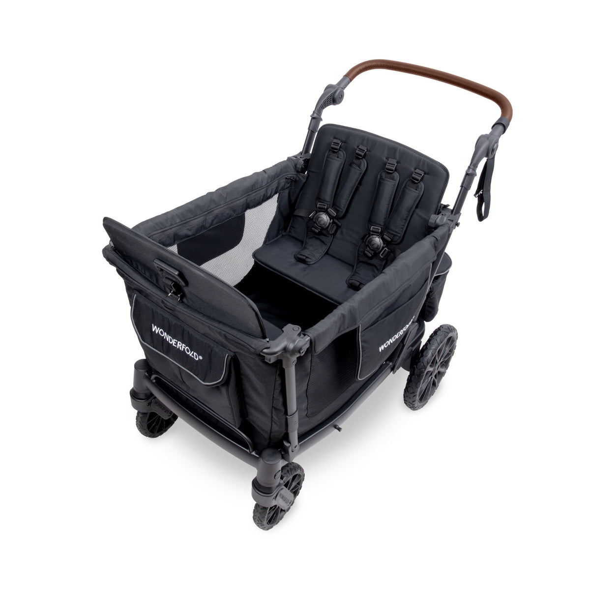 WonderFold L4 Quad Stroller Wagon in Black