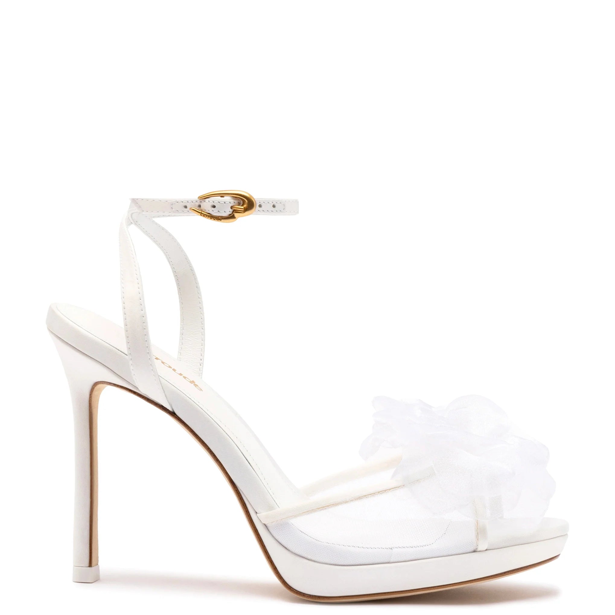 Salma Platform Sandal in White Satin