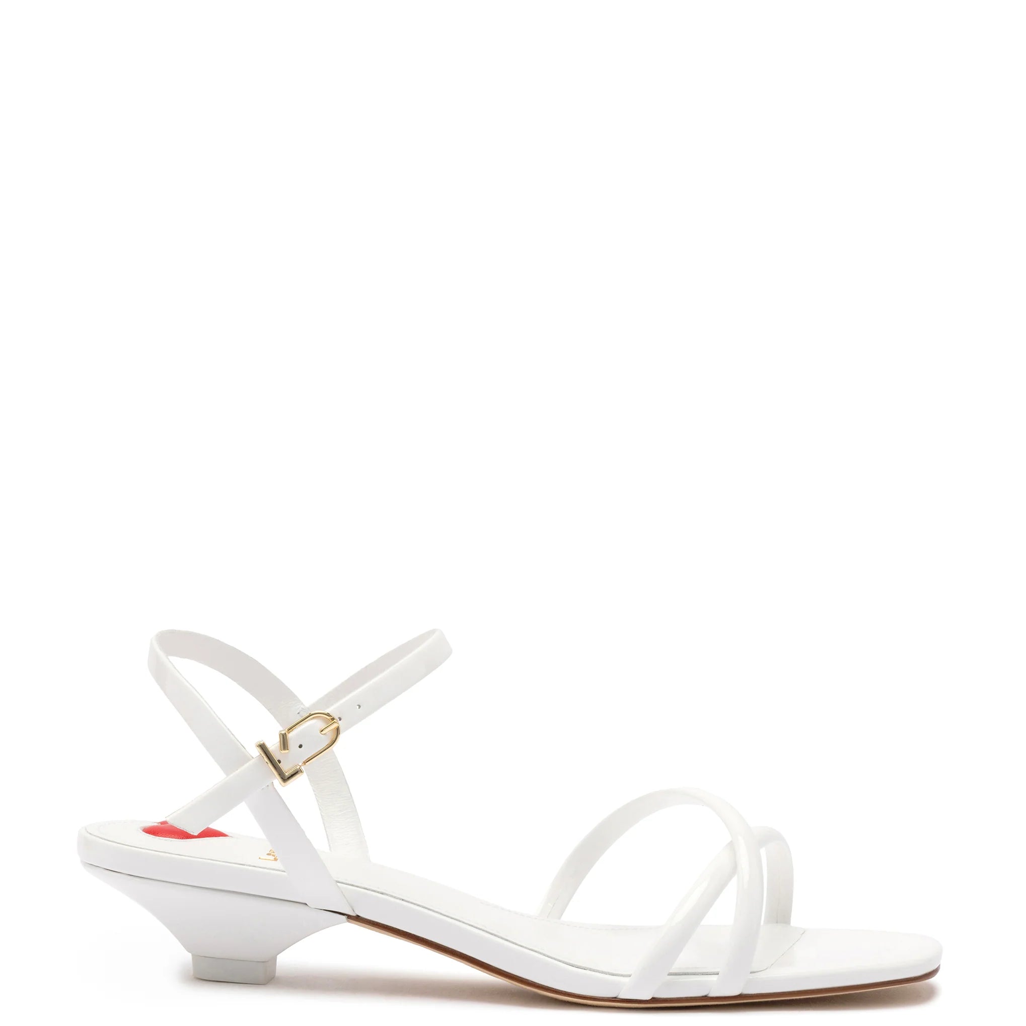 Charlotte Sandal in White Patent Leather