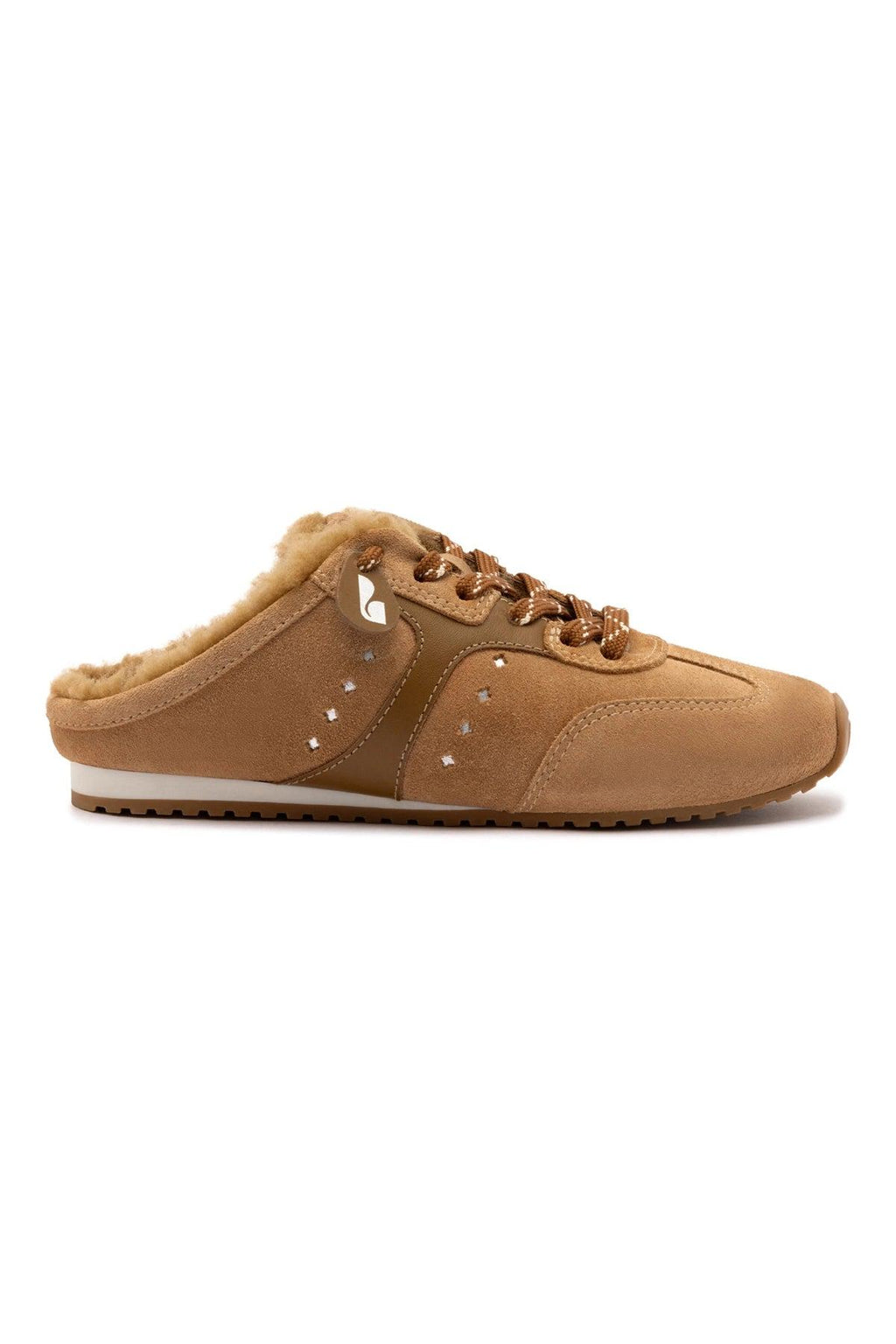 Stella Mule In Peanut Suede And Natural Shearling