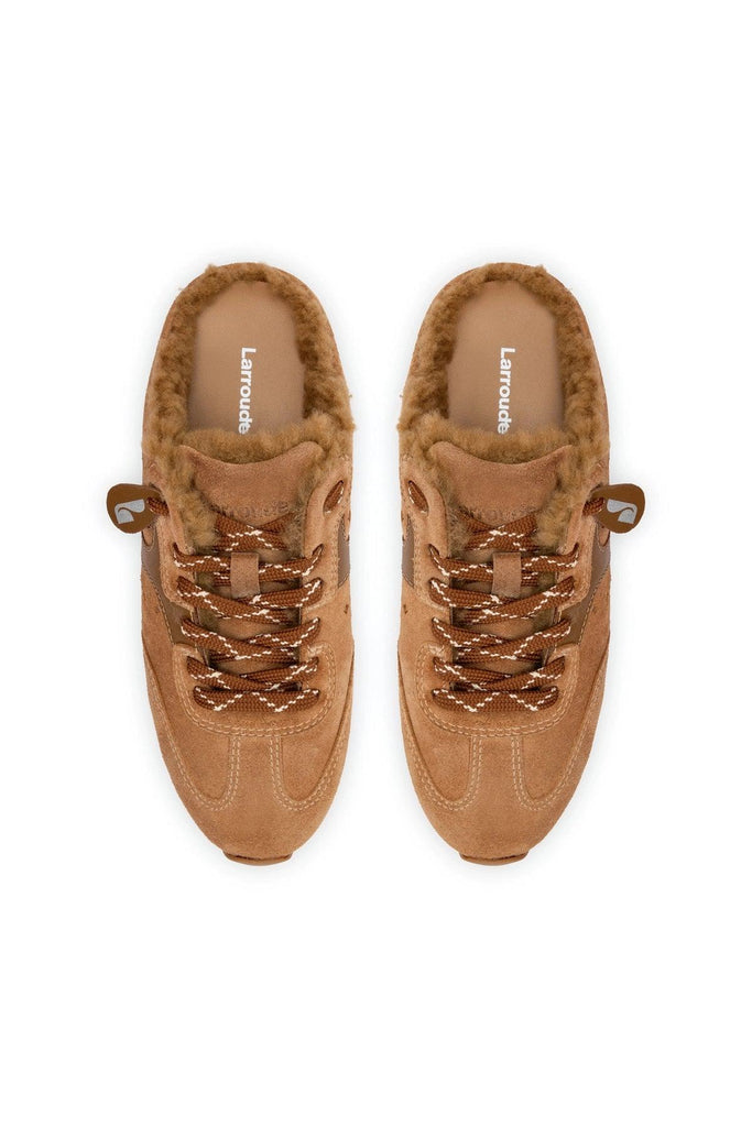 Stella Mule In Peanut Suede And Natural Shearling