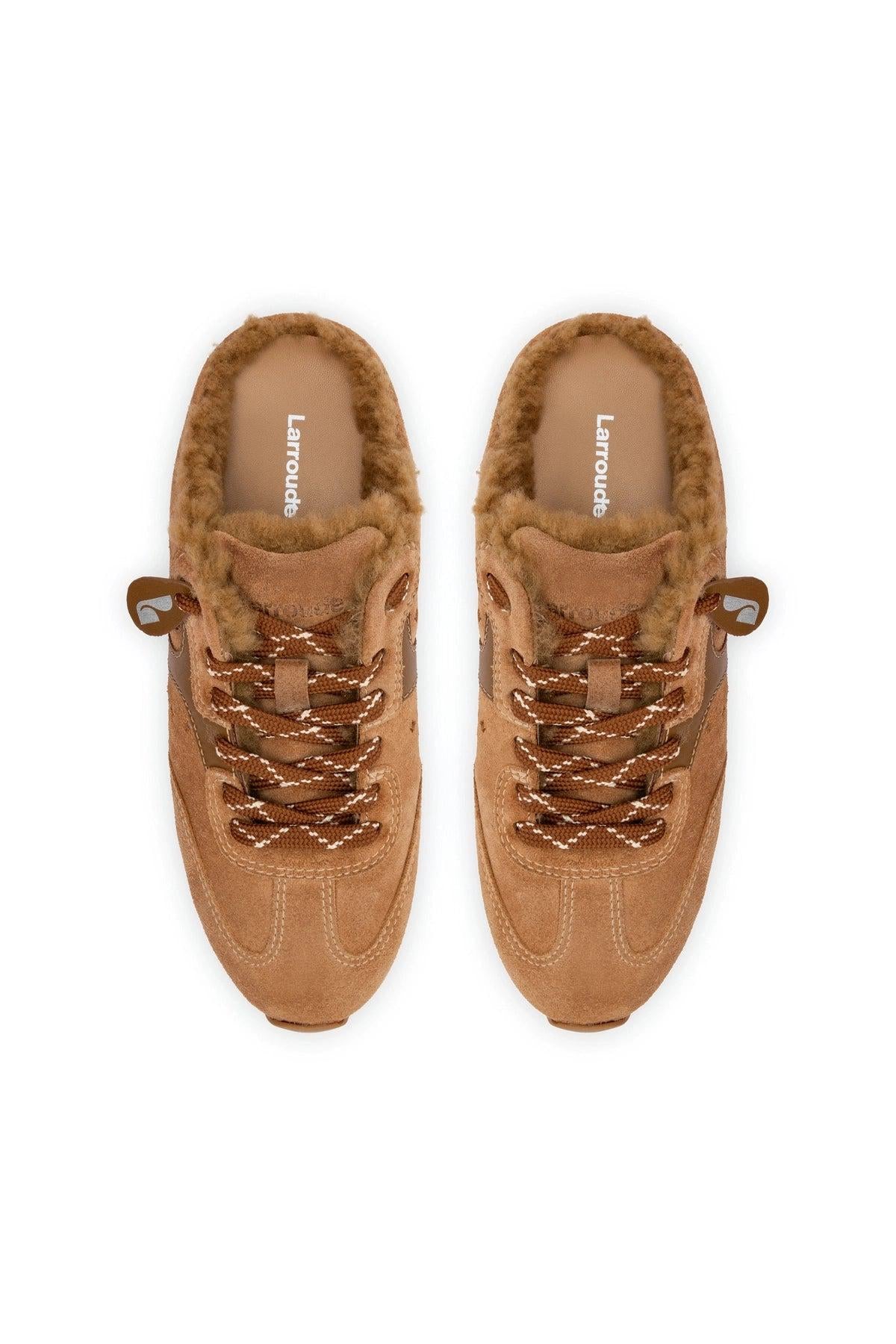 Stella Mule In Peanut Suede And Natural Shearling