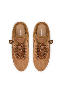 Stella Mule In Peanut Suede And Natural Shearling