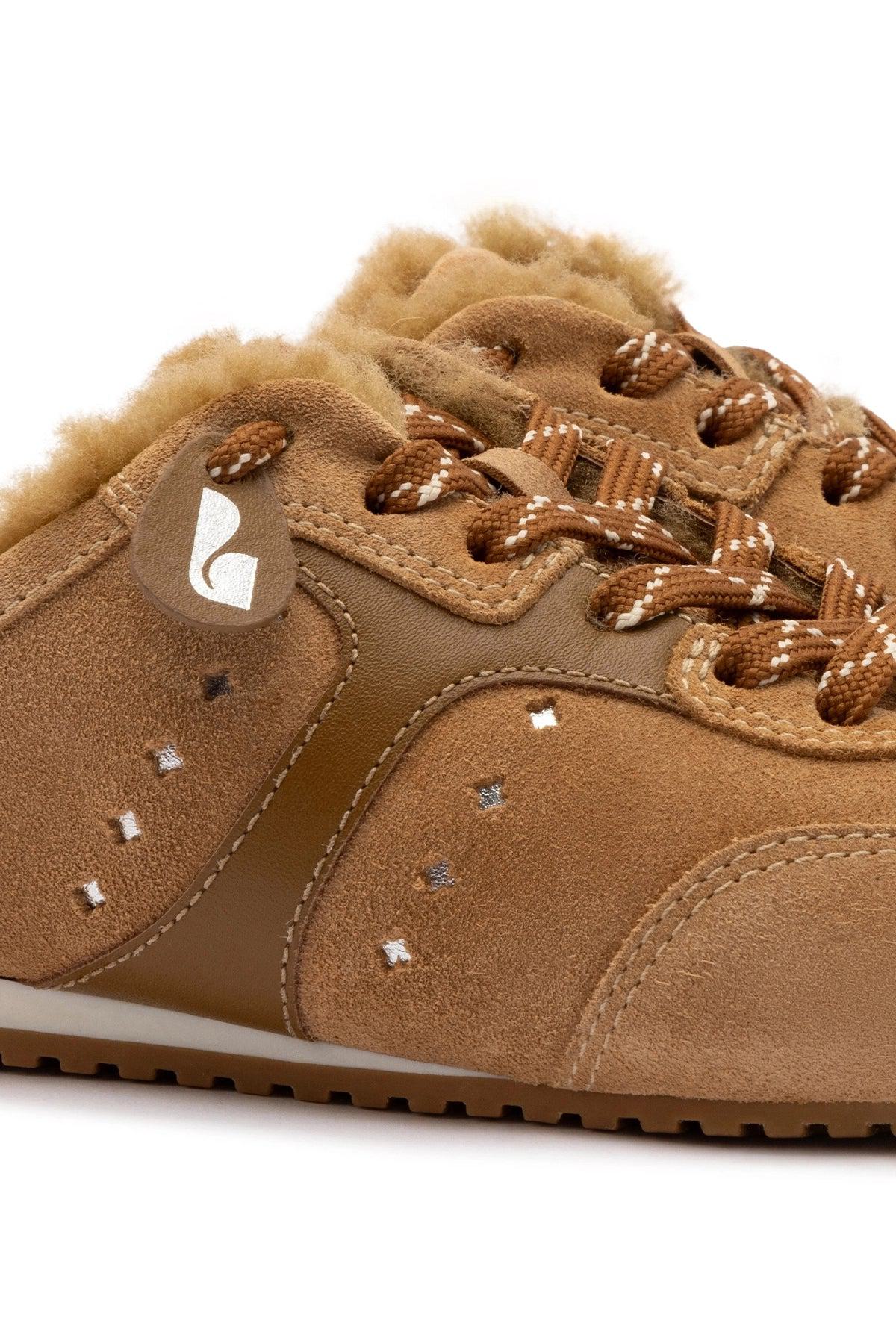 Stella Mule In Peanut Suede And Natural Shearling