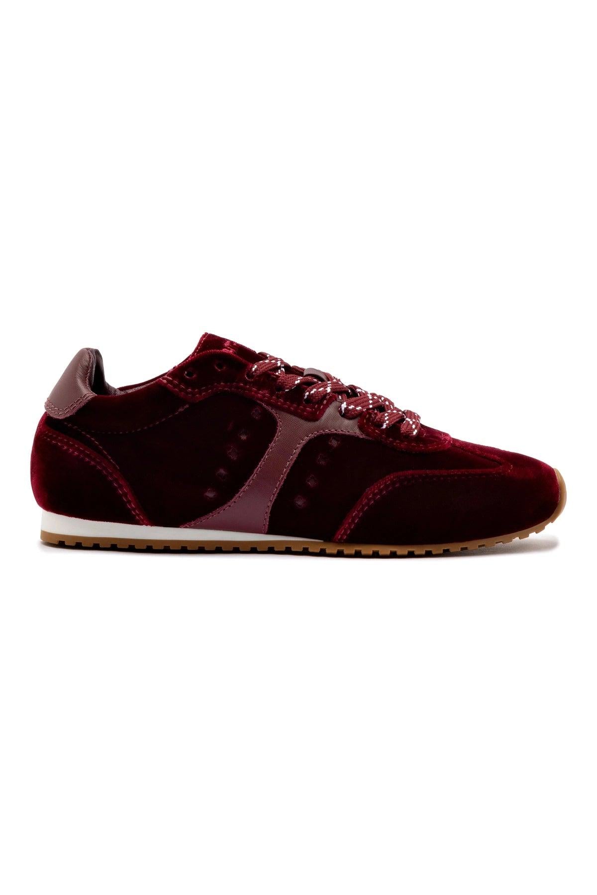 Stella Sneaker In Wine Velvet