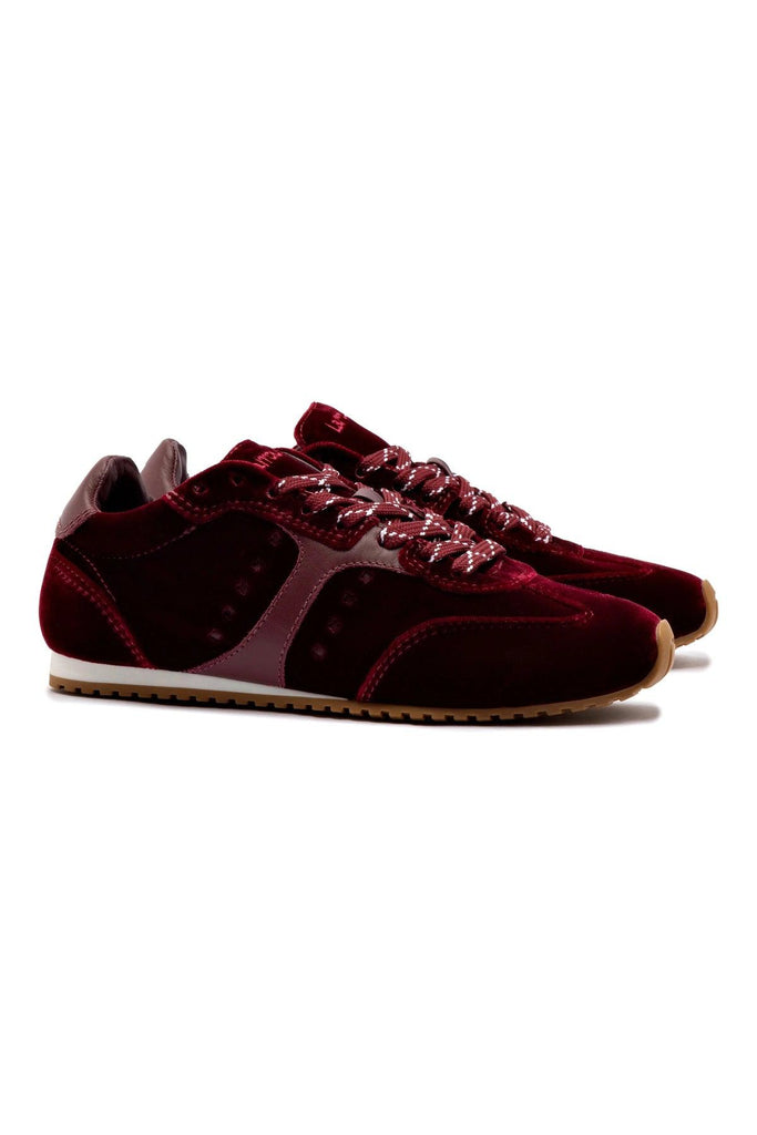 Stella Sneaker In Wine Velvet