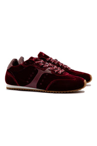 Stella Sneaker In Wine Velvet