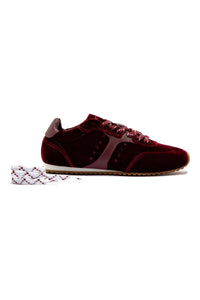 Stella Sneaker In Wine Velvet