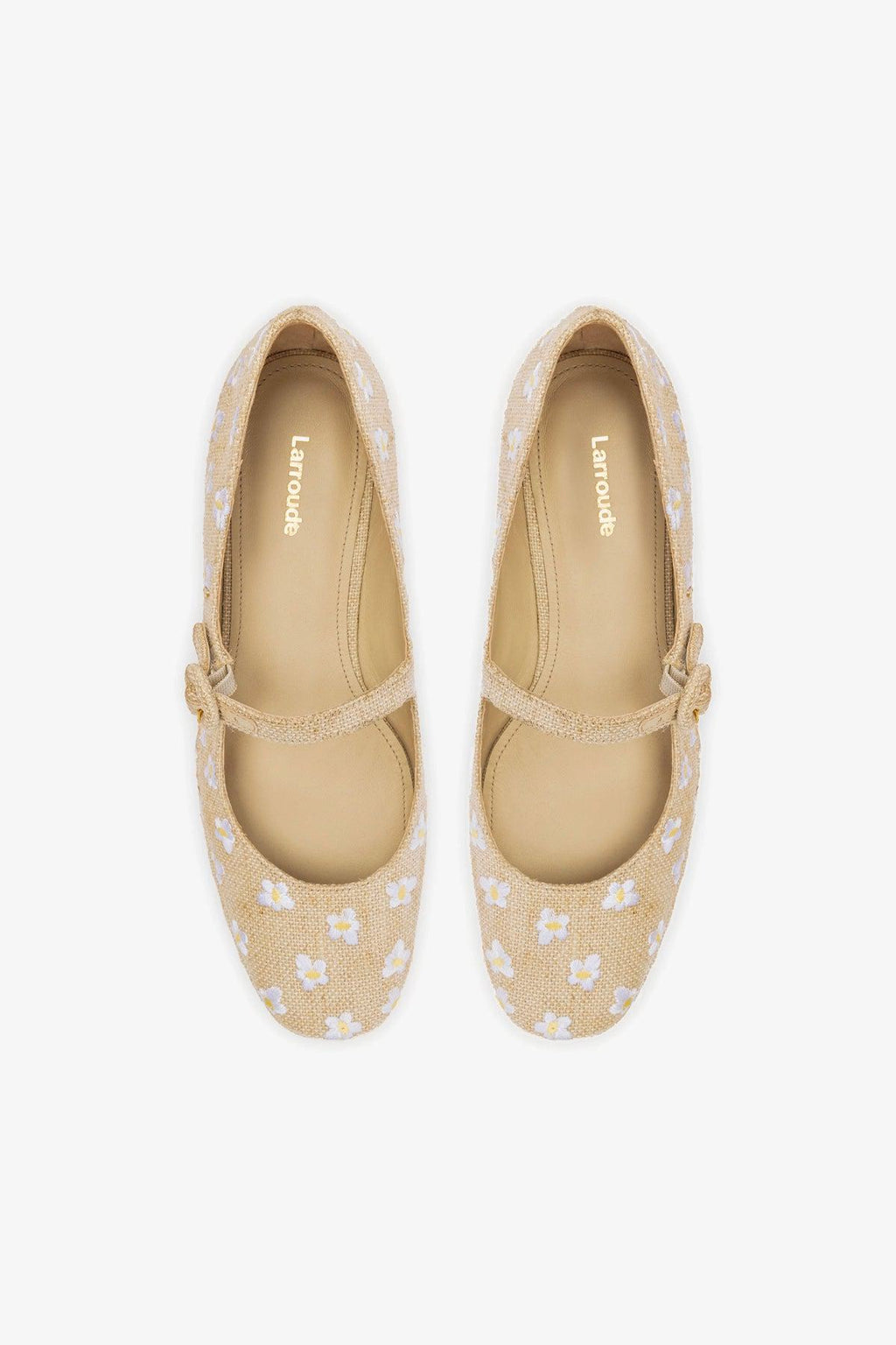 Blair Flatform In Raw Linen and Daisy Embroidery