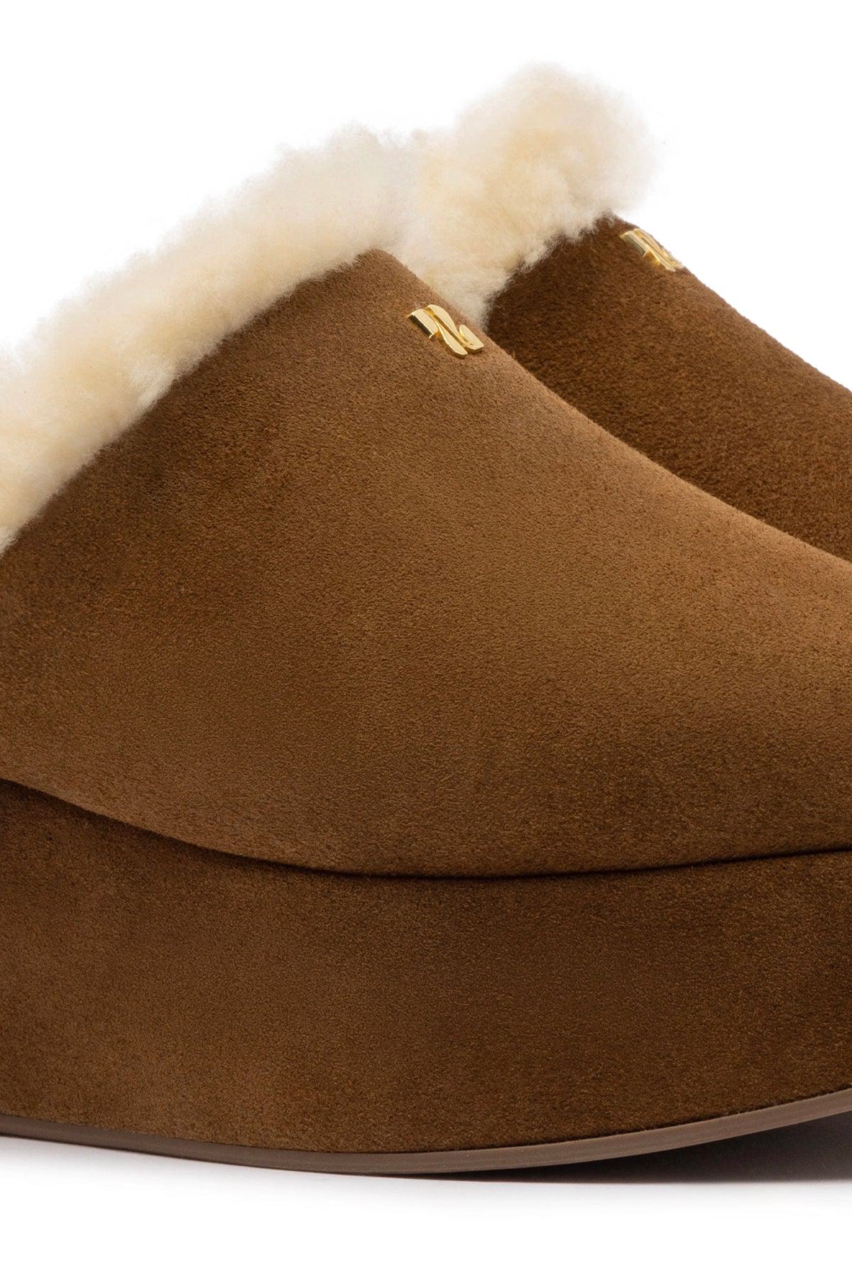 Dani Flatform Mule In Russet Suede