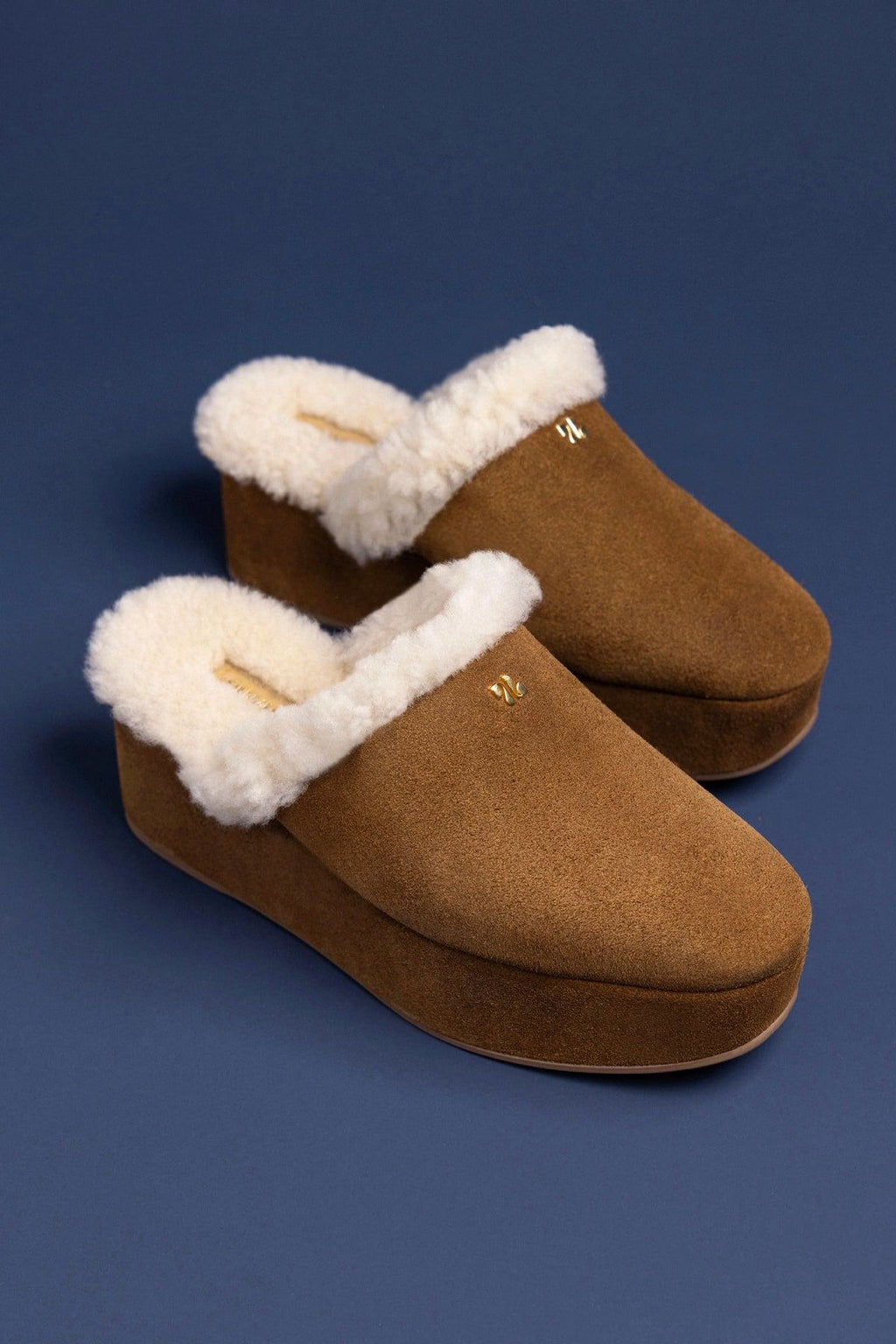 Dani Flatform Mule In Russet Suede