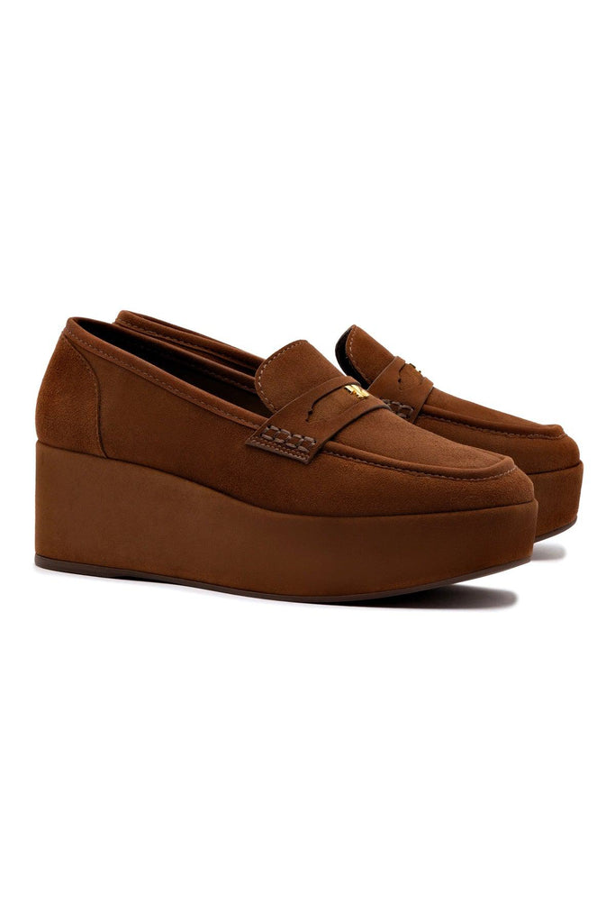 Suki Flatform Loafer In Burnt Umber Suede