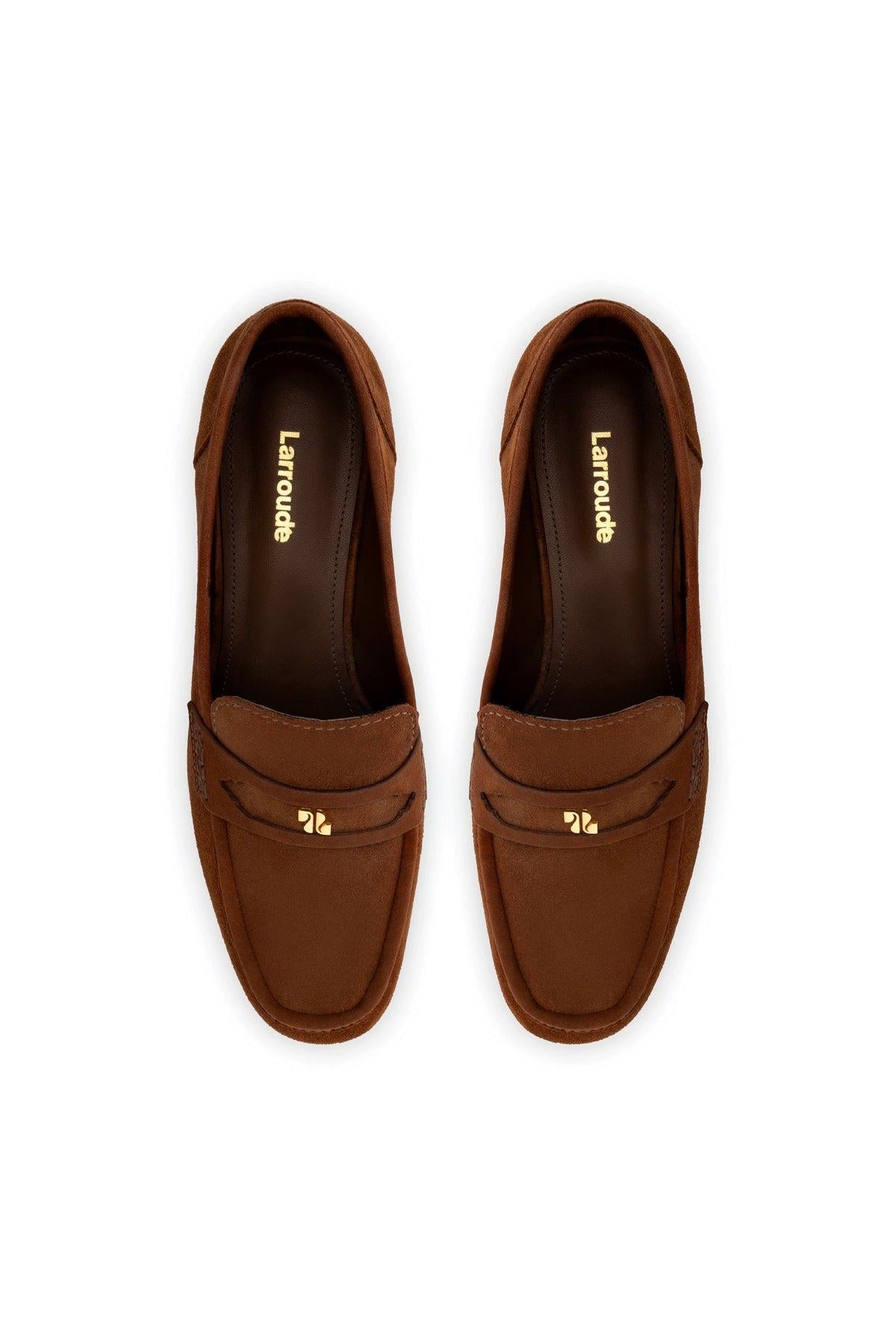 Suki Flatform Loafer In Burnt Umber Suede