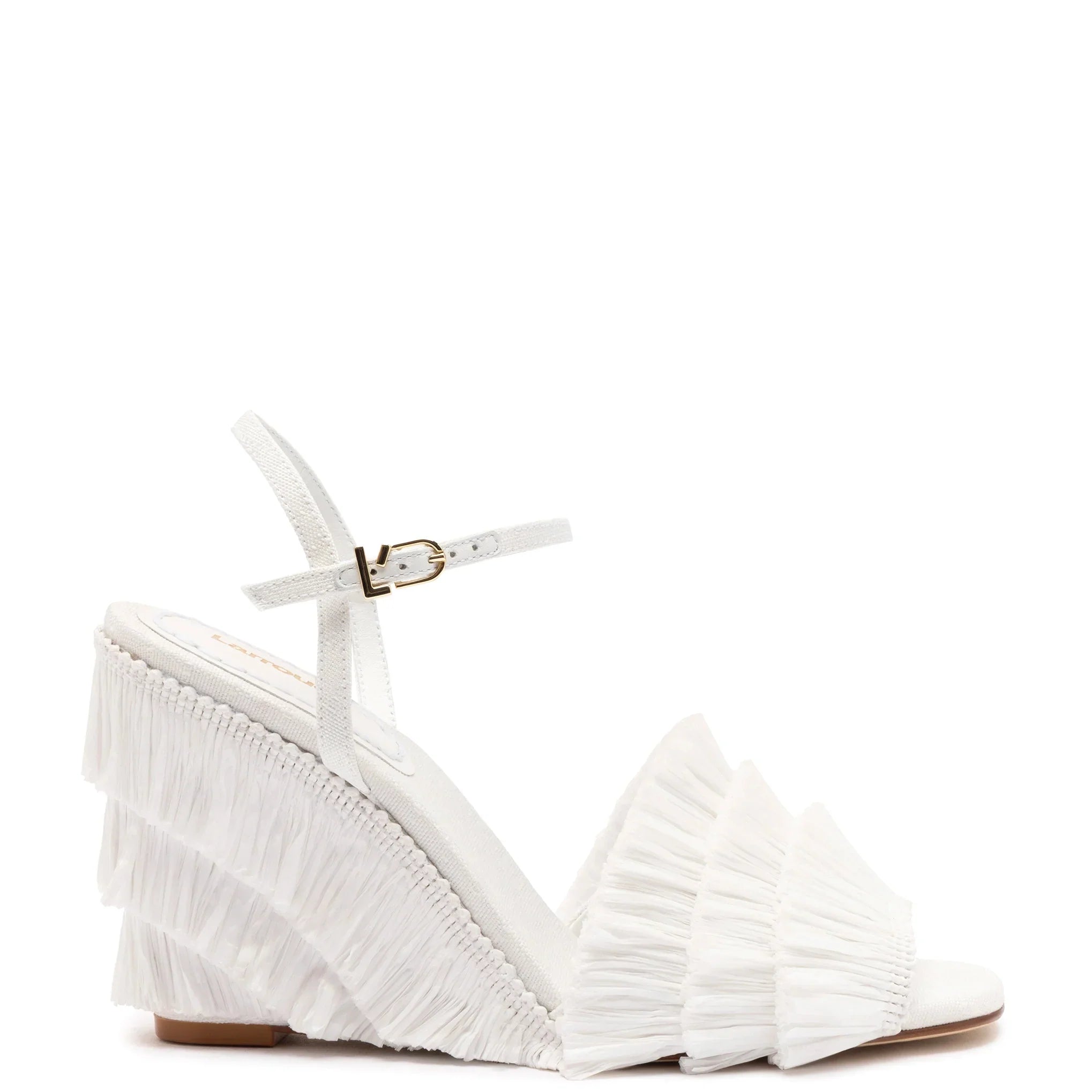 Yves Fringe Wedge in White Raffia
