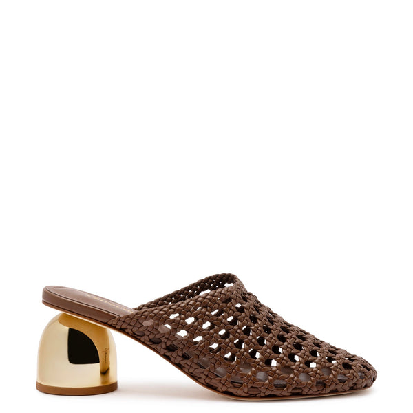 Dew Drop Macrame Mule in Burnt Umber Leather | Over The Moon