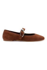 Verona Ballet Flat In Burnt Umber Suede