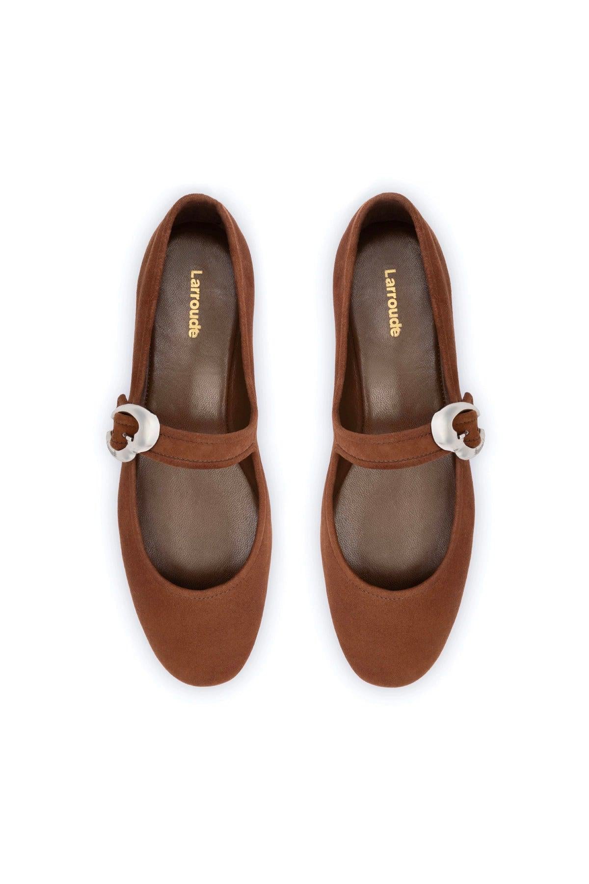 Verona Ballet Flat In Burnt Umber Suede