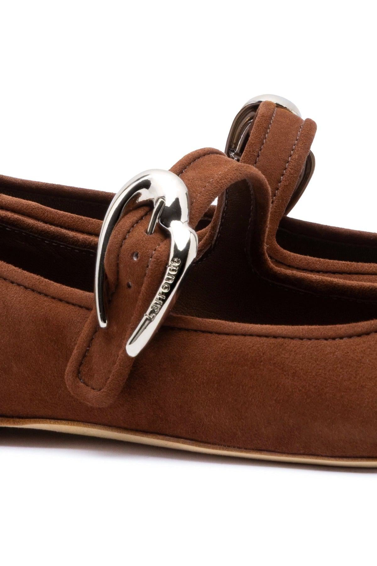 Verona Ballet Flat In Burnt Umber Suede