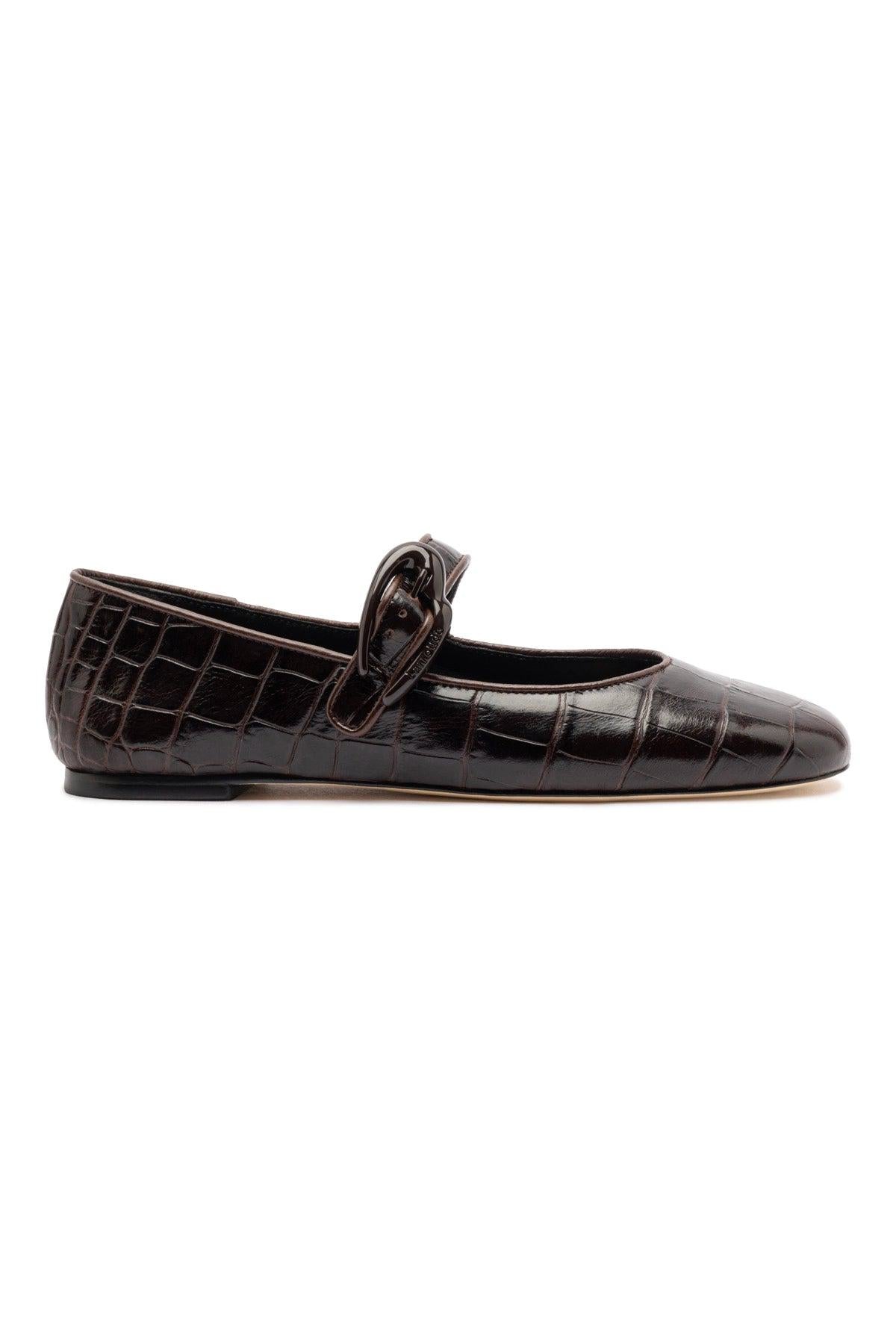 Verona Ballet Flat In Croco Brown Leather