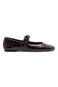 Verona Ballet Flat In Croco Brown Leather