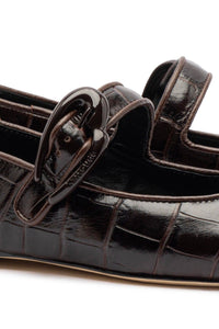 Verona Ballet Flat In Croco Brown Leather
