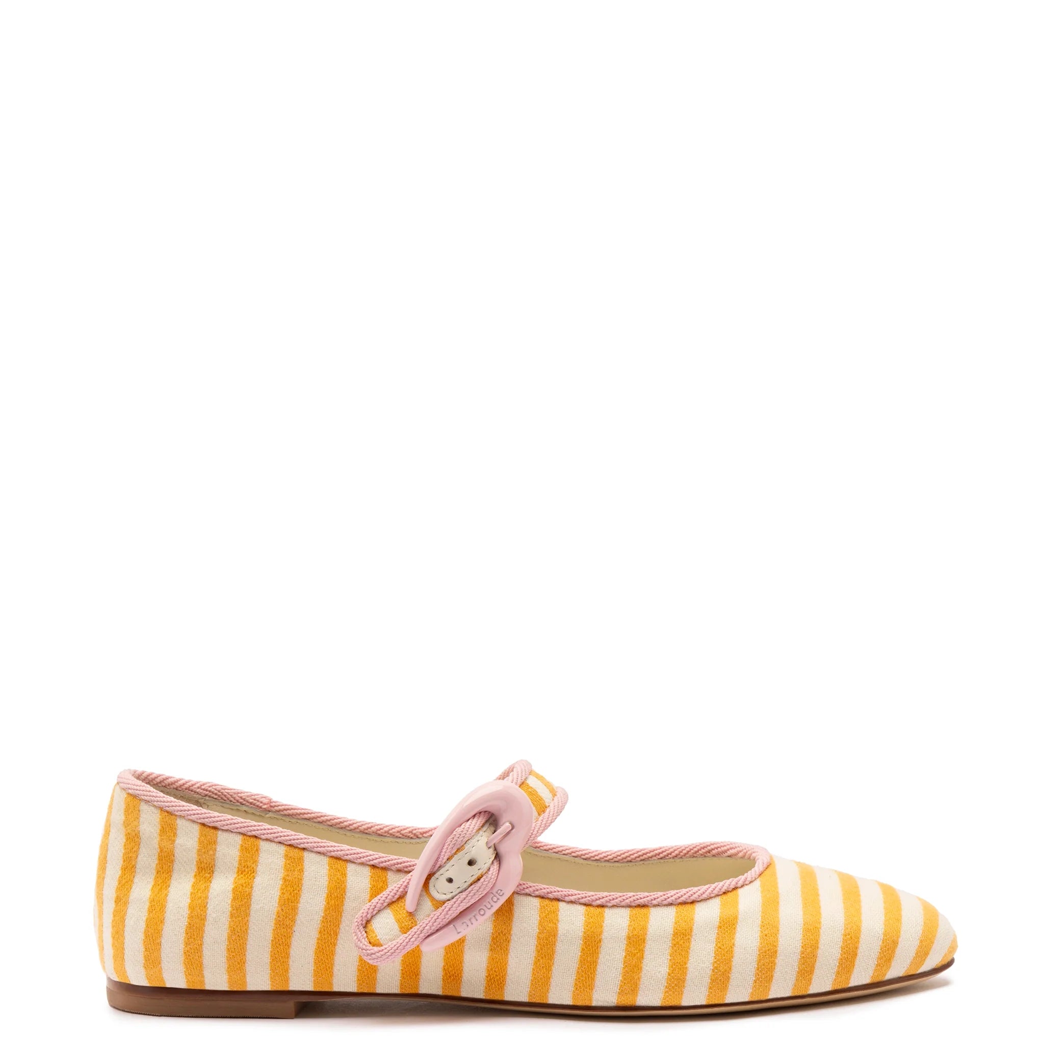 Verona Ballet Flat in Marigold & Natural Striped Fabric & Tulip Trimming