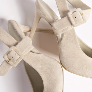 Deena By Larroudé Pump In Mushroom Grey Suede