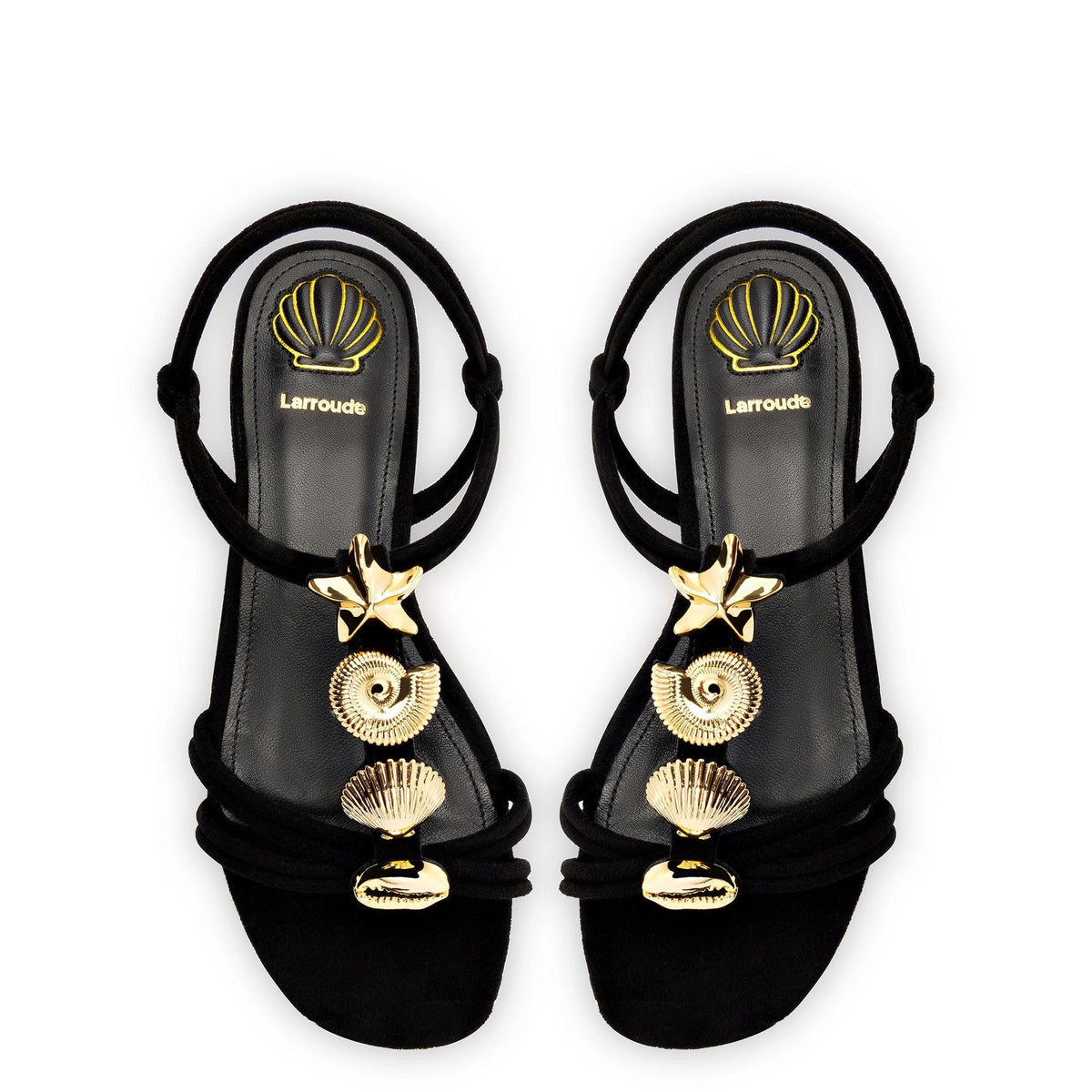 Shelly Flat Sandal In Black Suede