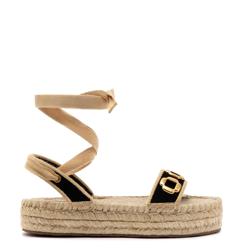 Milan Espadrille Flatform In Black Suede