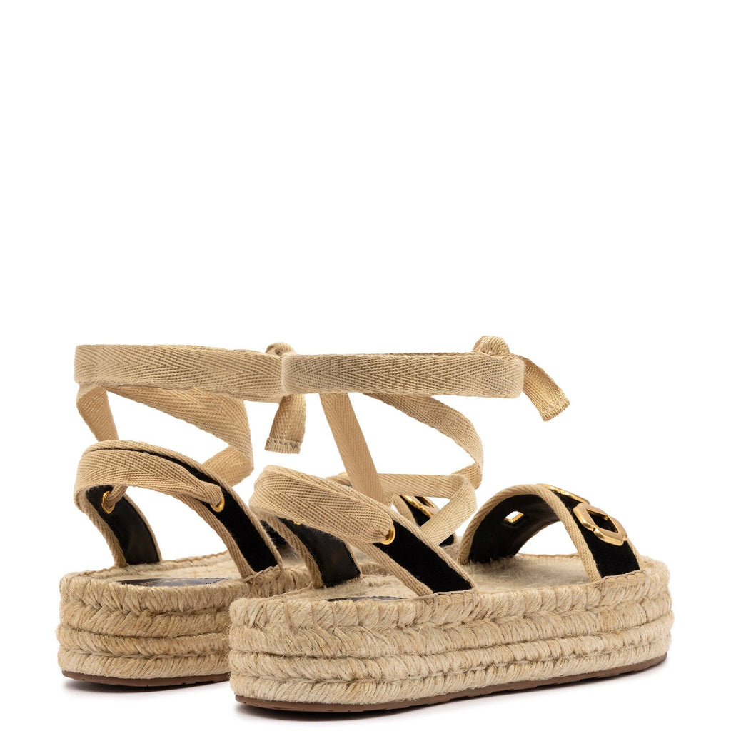 Milan Espadrille Flatform In Black Suede