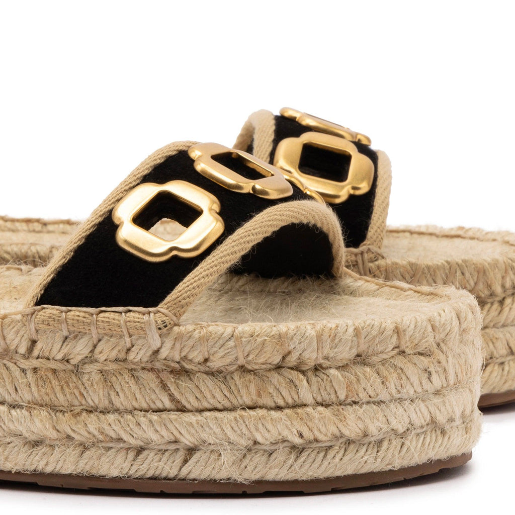 Milan Espadrille Flatform In Black Suede