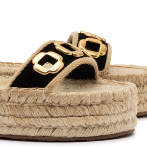 Milan Espadrille Flatform In Black Suede