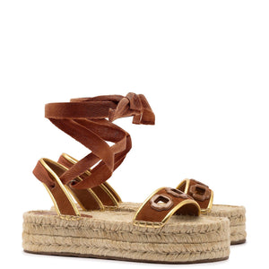 Milan Espadrille Flatform In Caramel Suede