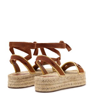 Milan Espadrille Flatform In Caramel Suede
