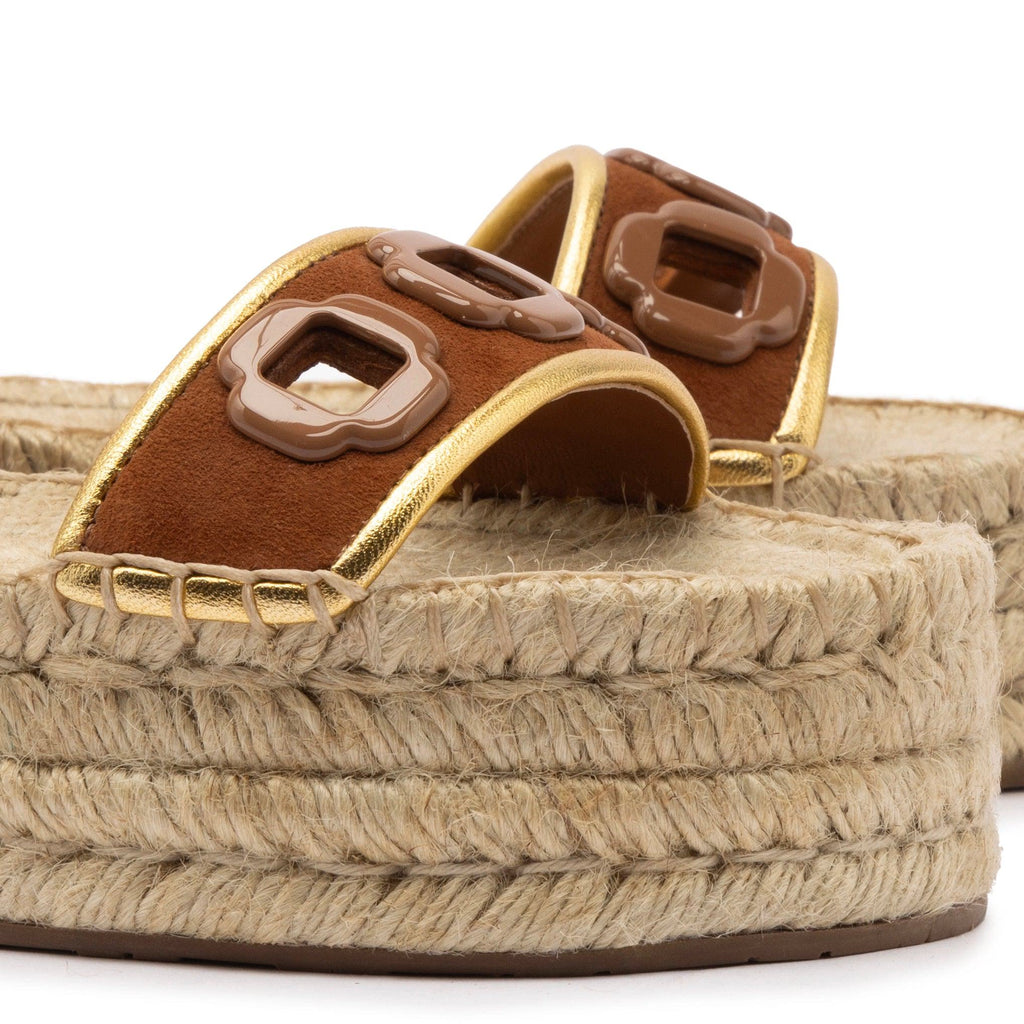 Milan Espadrille Flatform In Caramel Suede