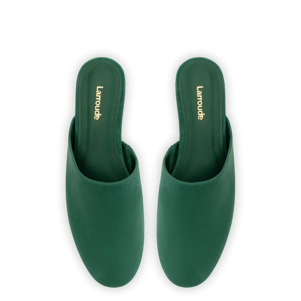 Venice Flat Mule and Pouch Kit In Emerald Suede
