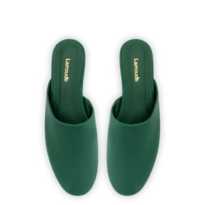 Venice Flat Mule and Pouch Kit In Emerald Suede