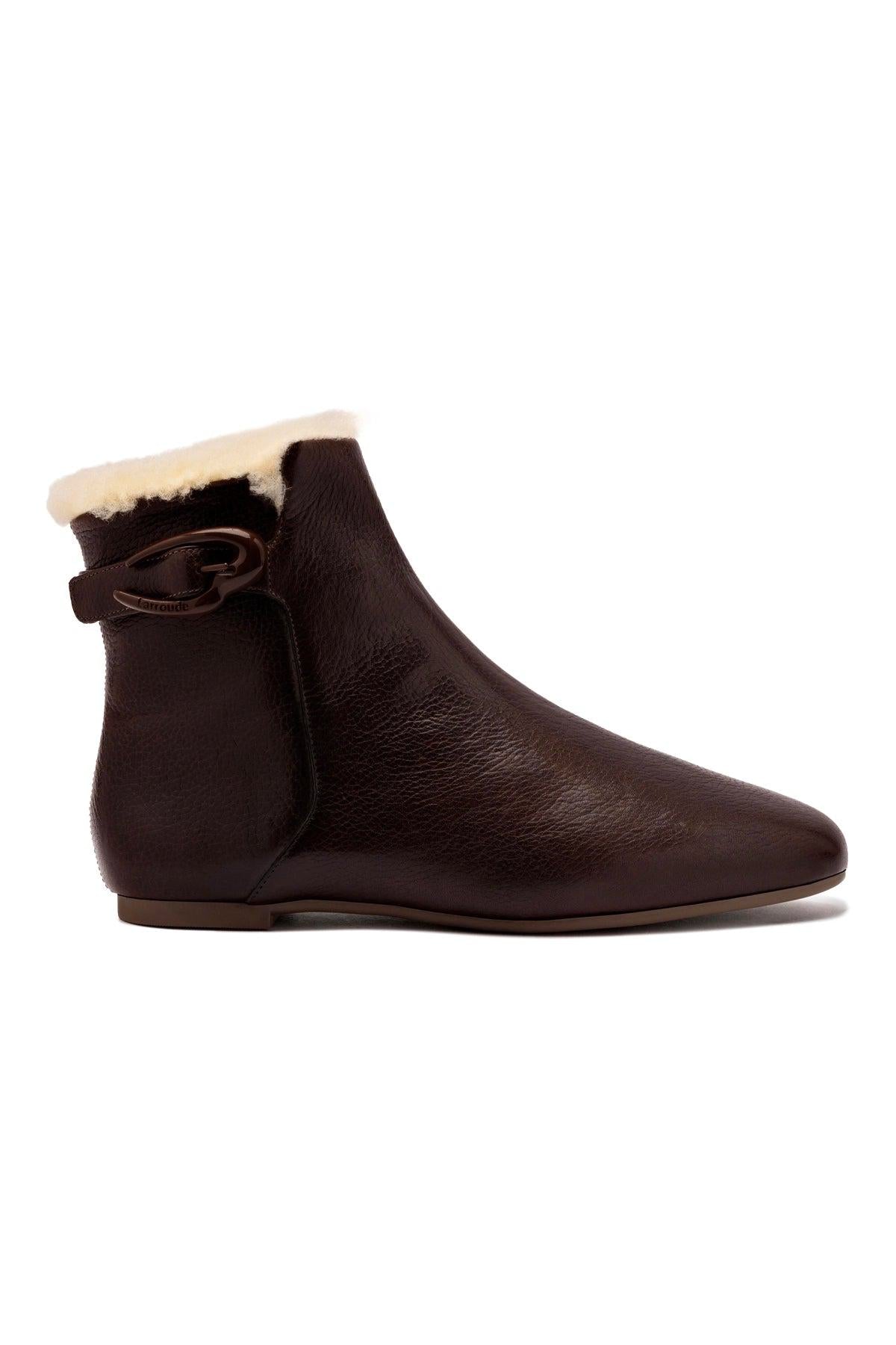 Mini Verona Boot In Brown Leather And Natural Shearling