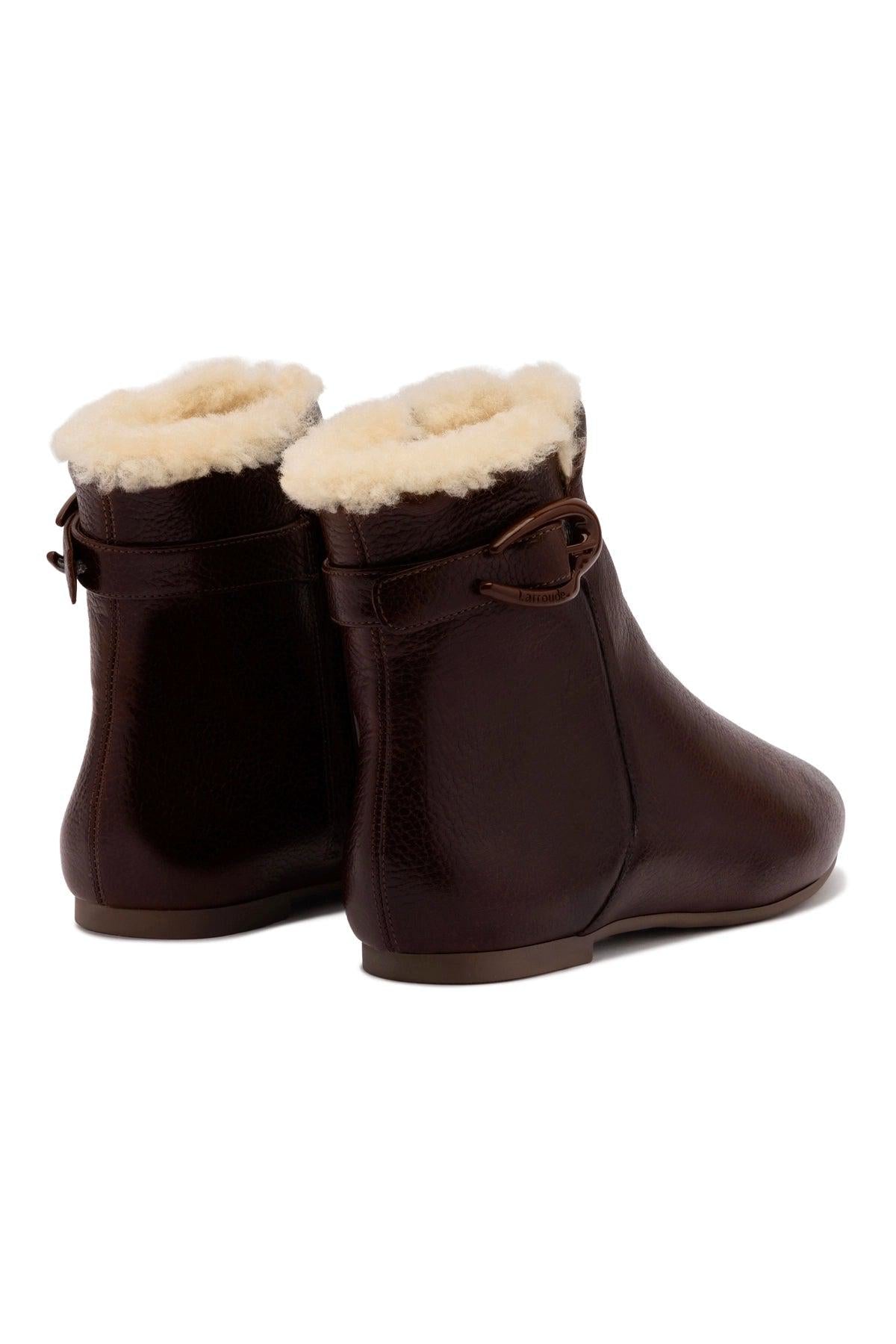 Mini Verona Boot In Brown Leather And Natural Shearling