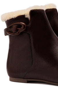 Mini Verona Boot In Brown Leather And Natural Shearling