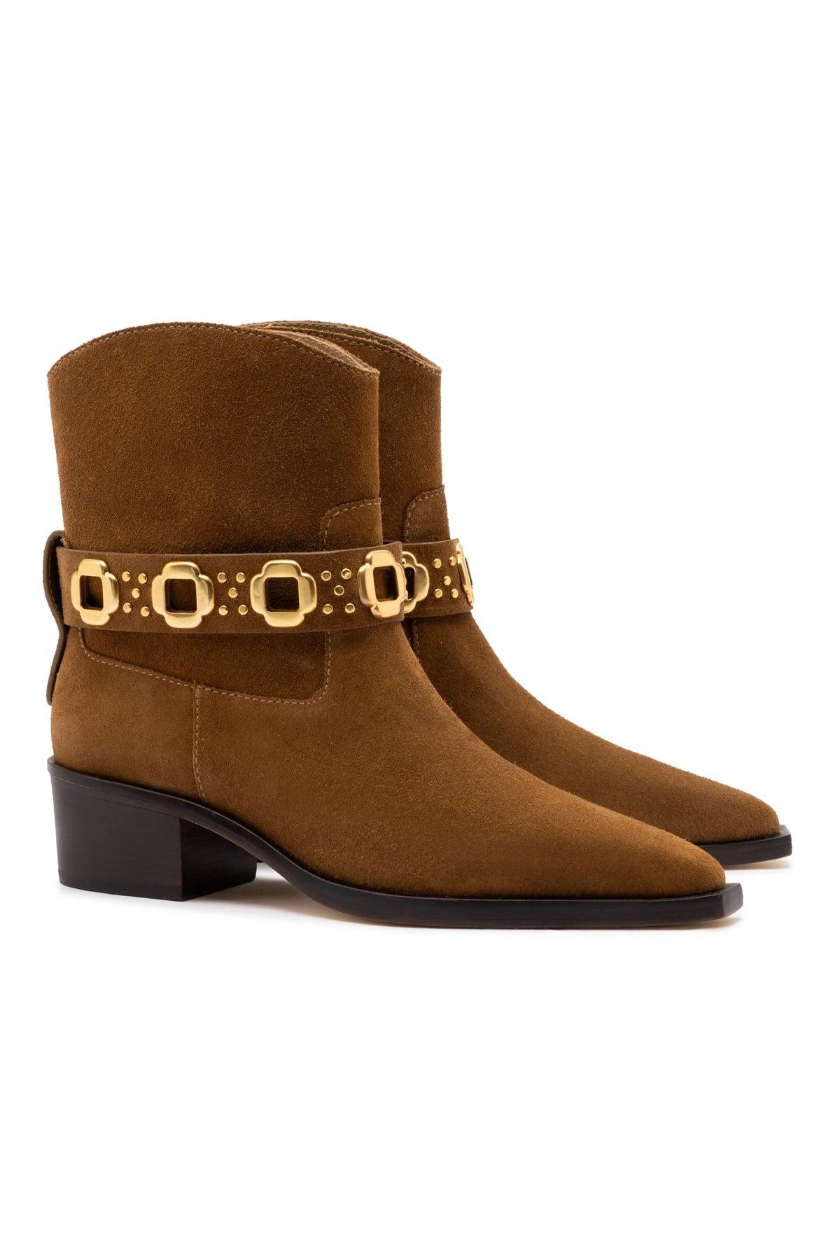 Milan Rodeo Bootie In Russet Suede