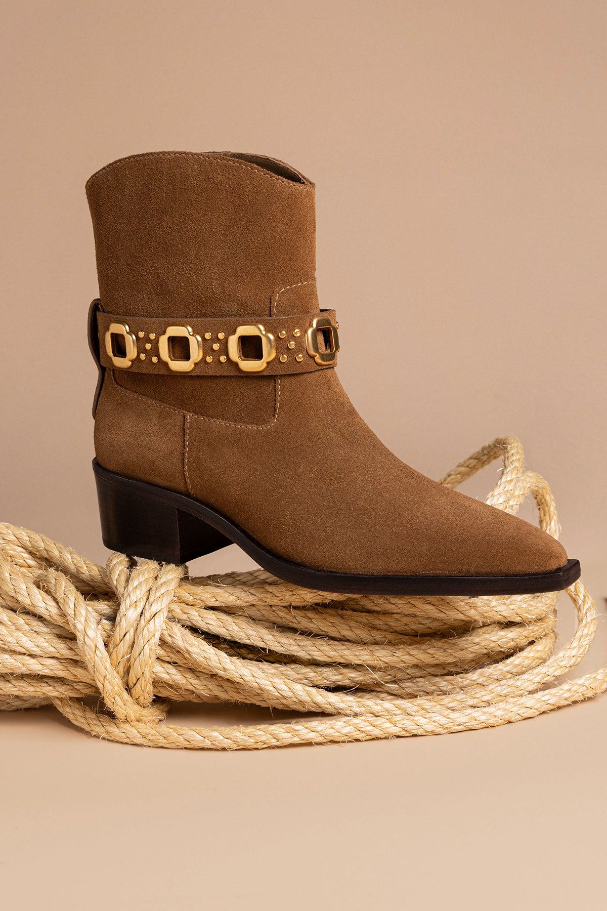 Milan Rodeo Bootie In Russet Suede