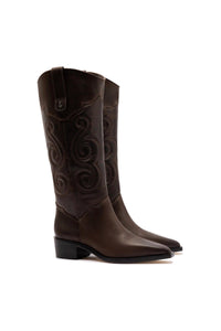 Paloma Boot In Brown Shadow Leather