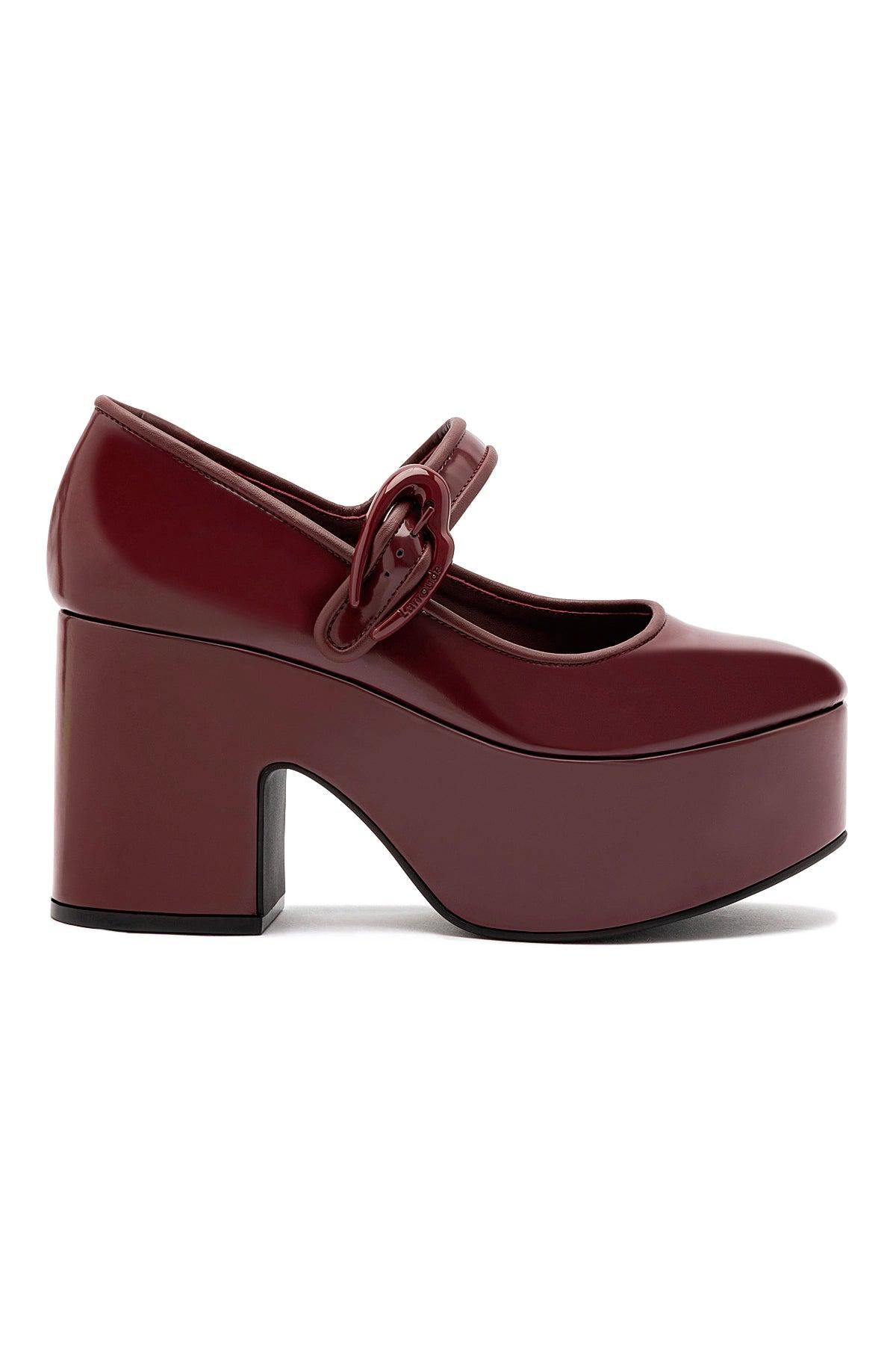 Verona Flatform In Burgundy Box Leather