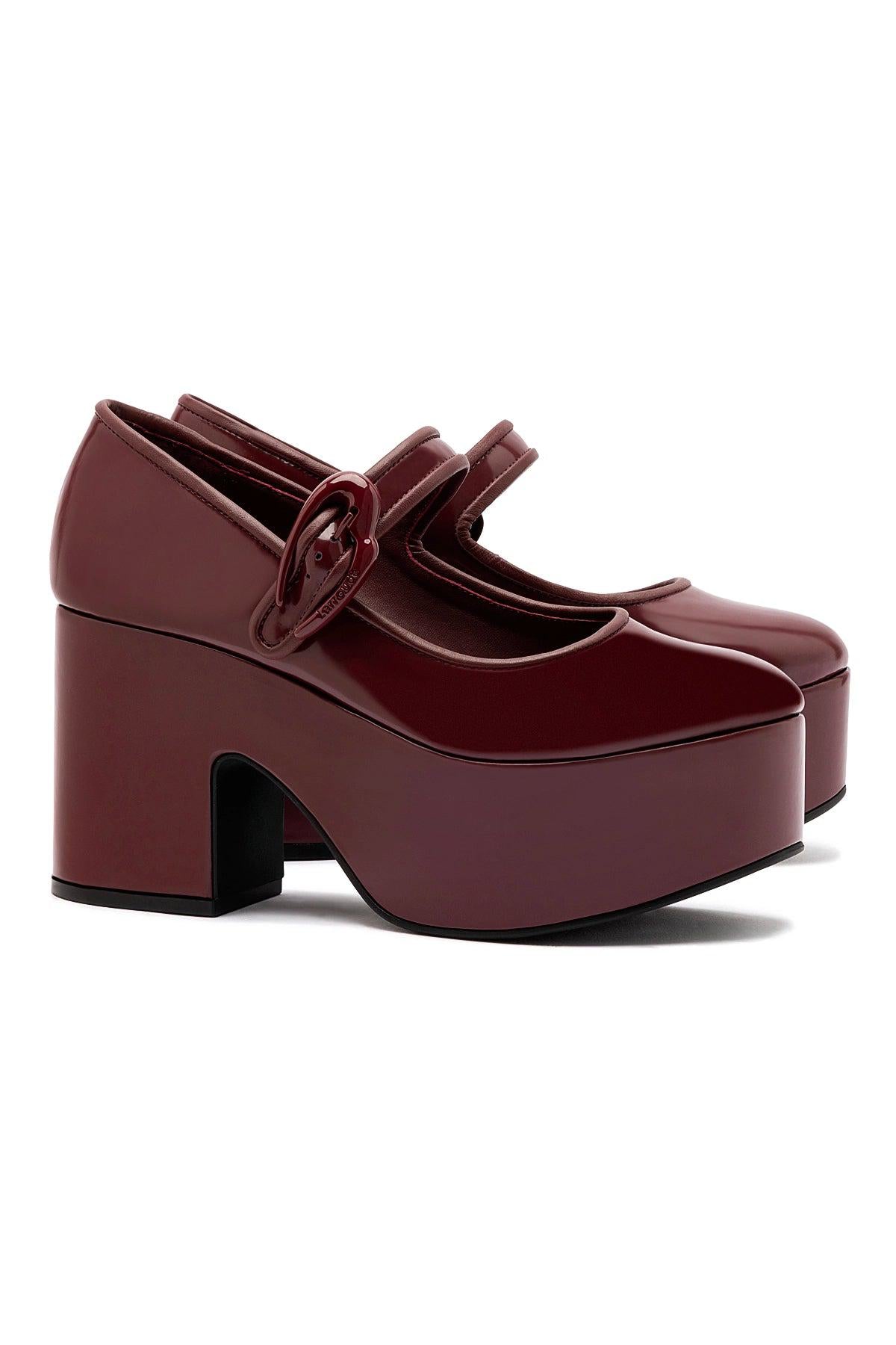Verona Flatform In Burgundy Box Leather