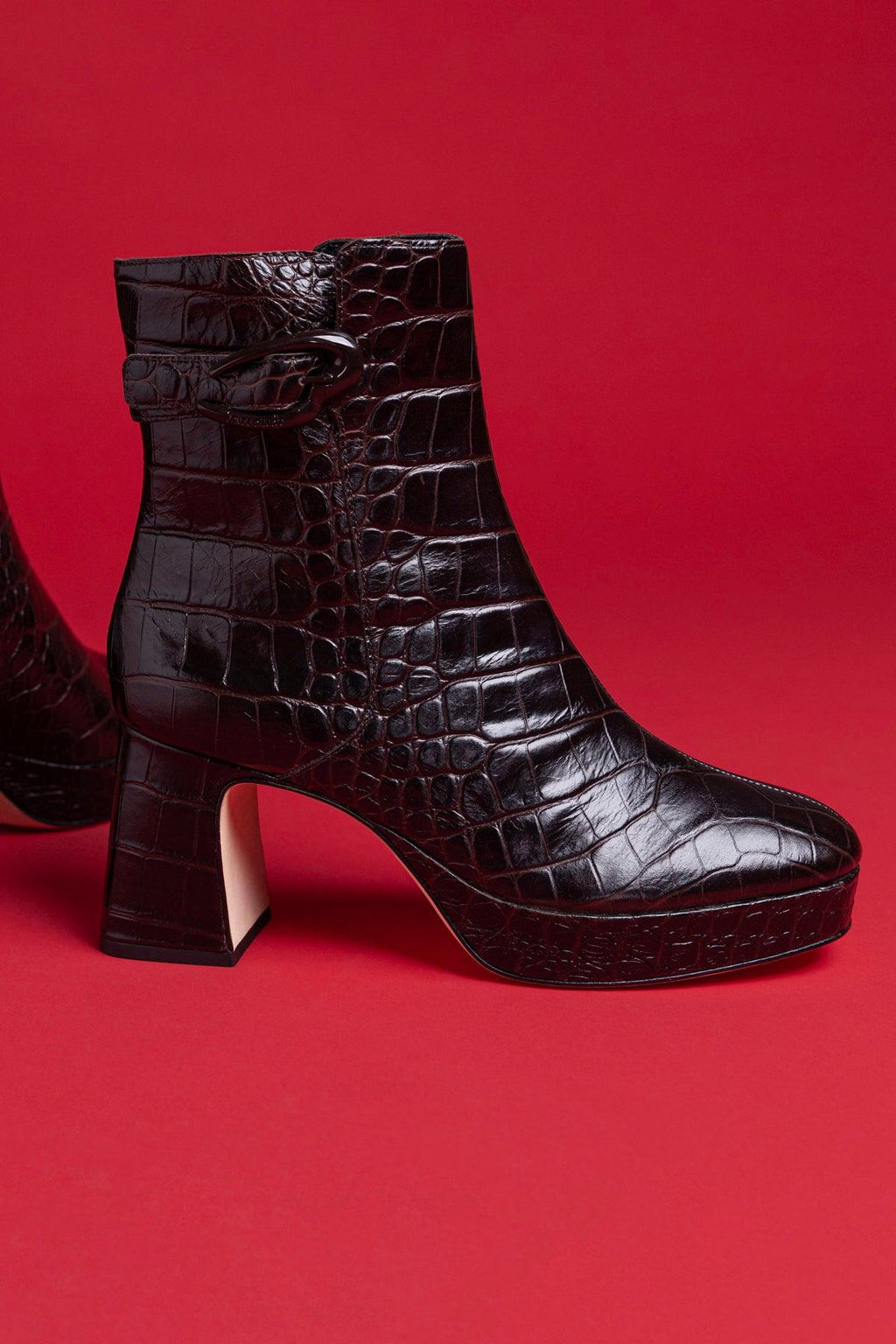 Dolly Verona Low Boot In Croco Brown Leather