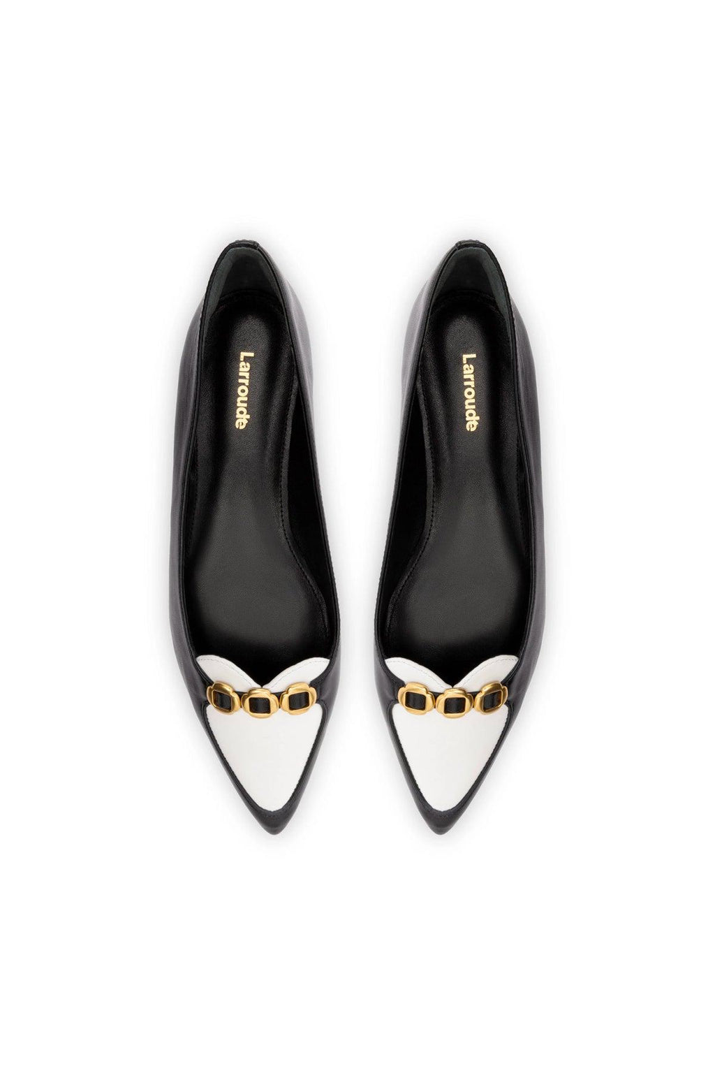 Audrey Flat In Black and White Leather
