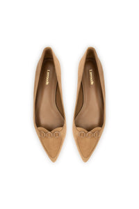 Audrey Flat In Hazelnut Suede