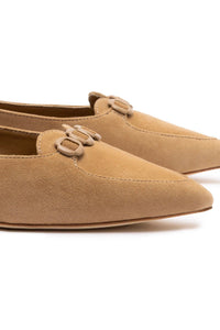 Audrey Flat In Hazelnut Suede