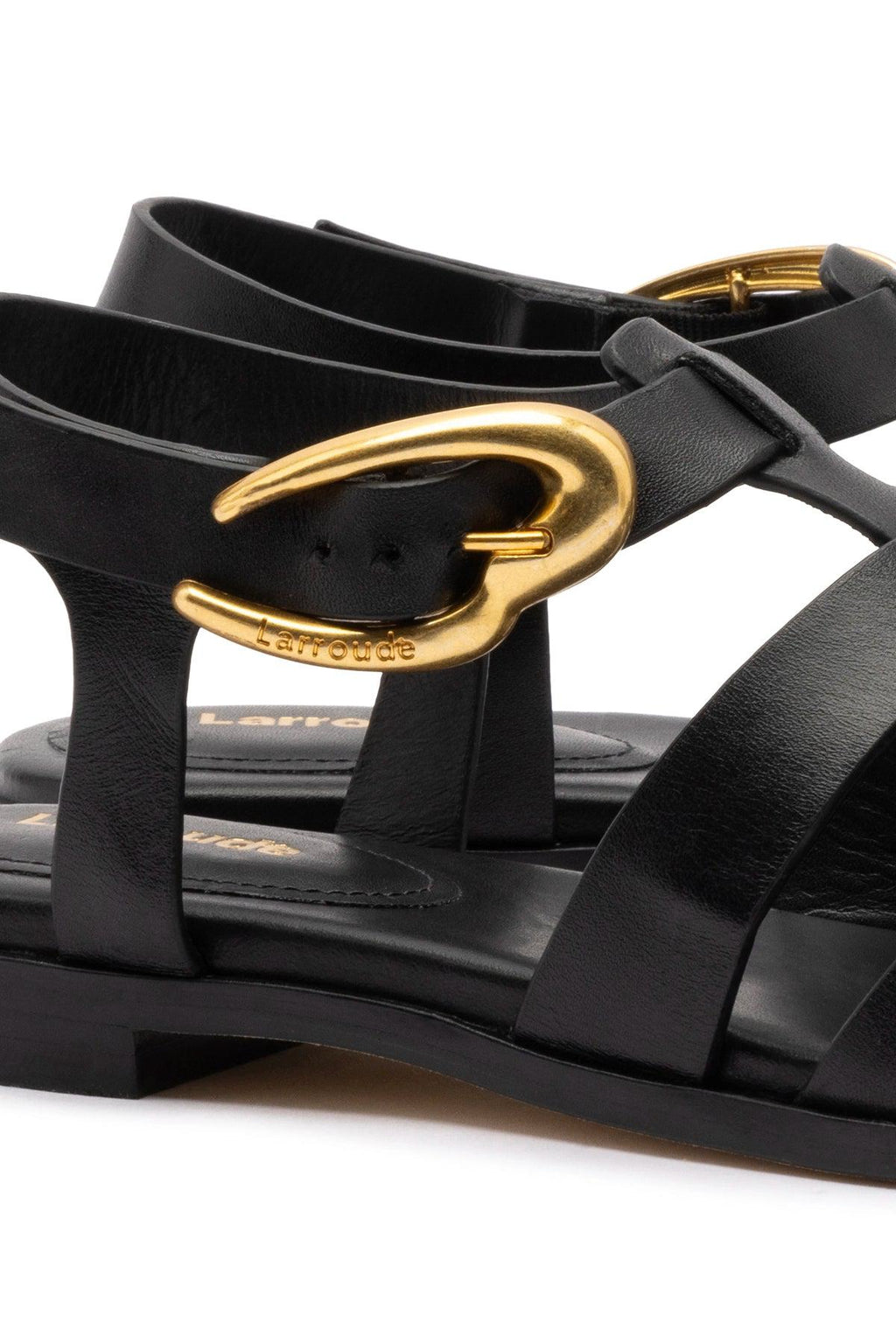 Stevie Flat Sandal In Black Leather